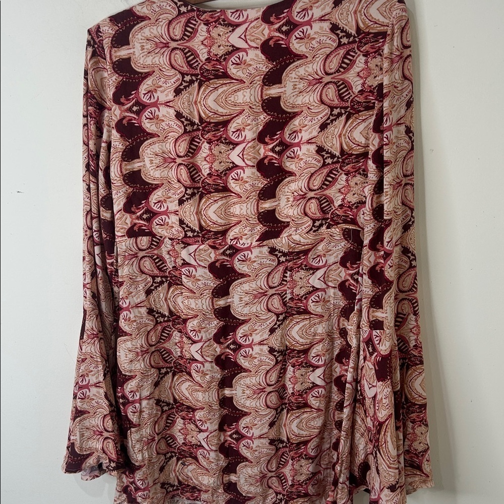 FREE PEOPLE Vibes Paisley Bell Sleeve Mini Dress Tunic Size 2 - Picture 5 of 16